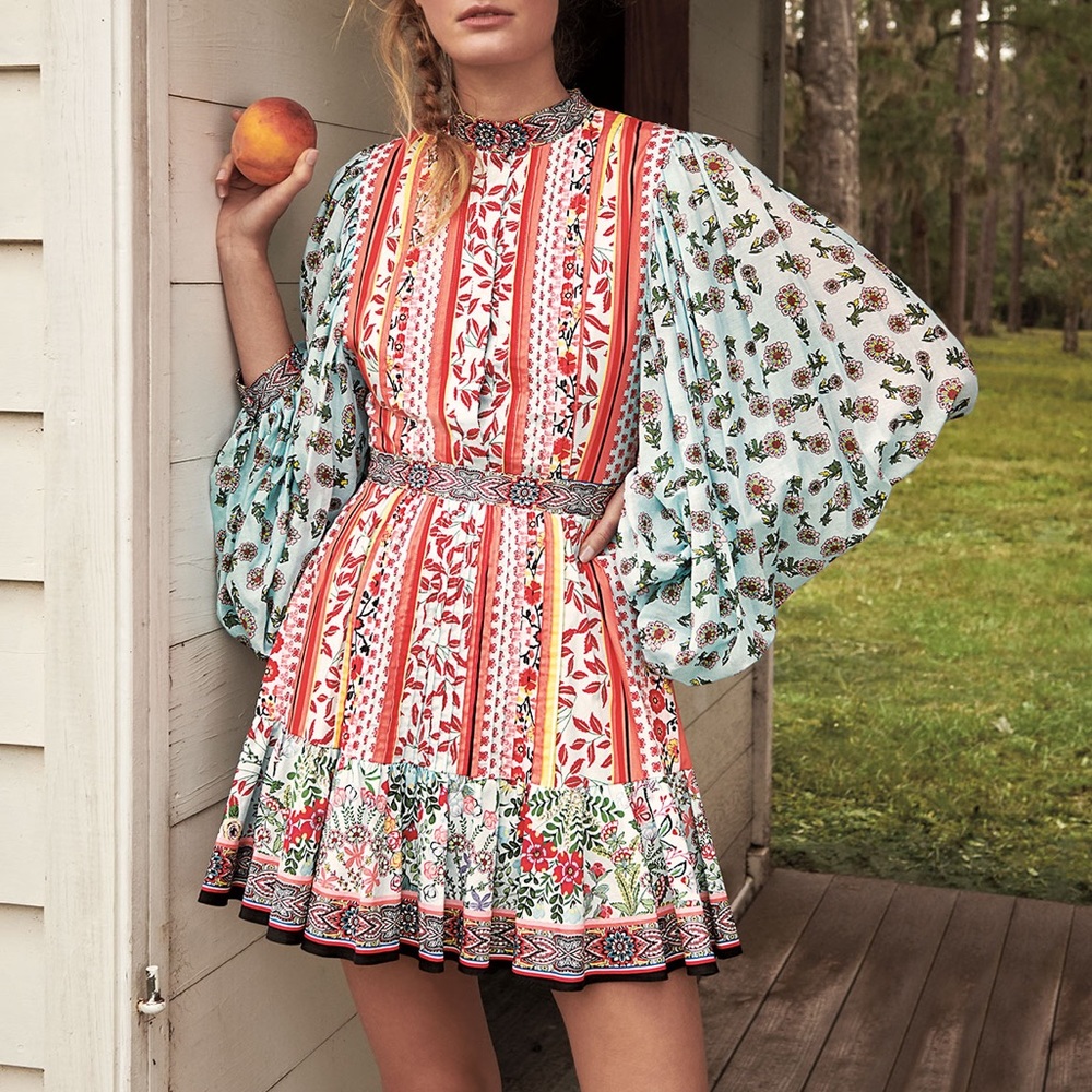 NEW Alice + Olivia Raya Mandarin Collar Dress